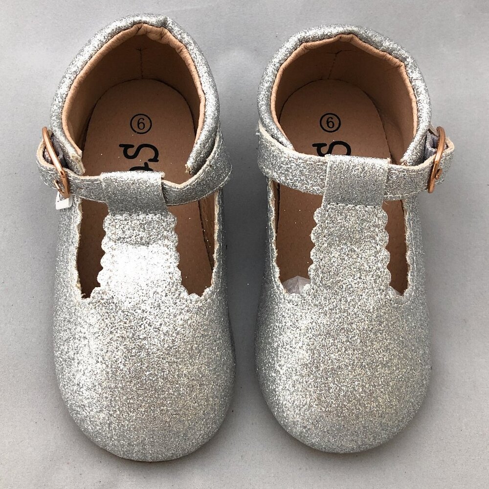Starbie Baby Mary Janes Silver Glitter Baby Shoes Toddler Shoes Halloween Formal